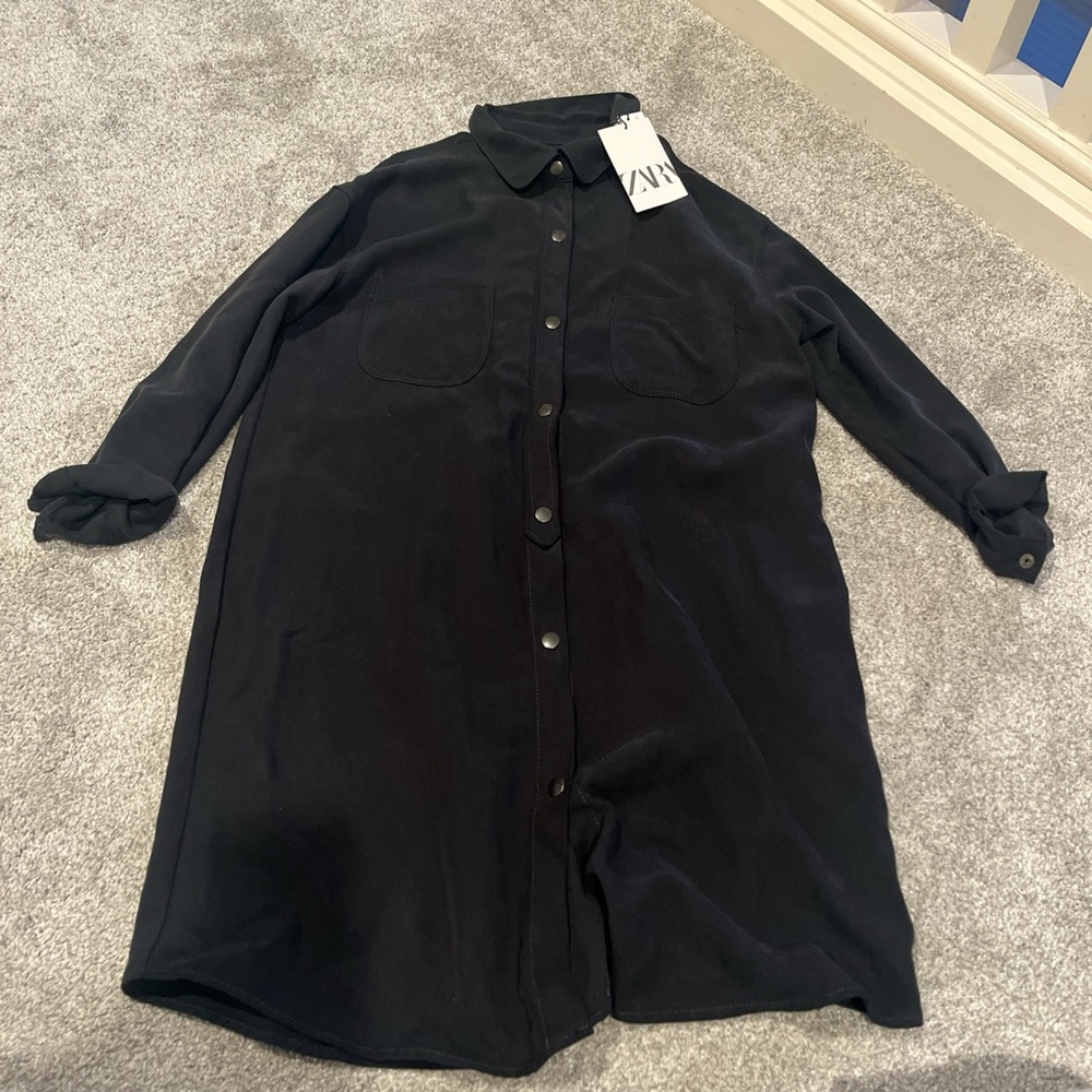Black Zara kids button up tshirt dress